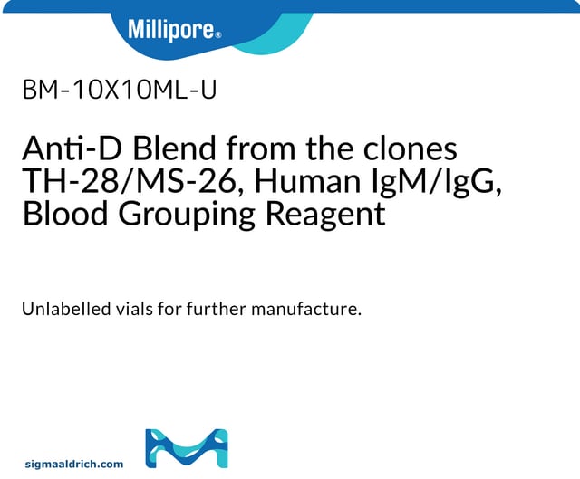 Blood typing Unlabeled Vials Reagent - ABO &amp; RHD (Rh) Specificities Anti-D Blend from the clones TH-28/MS-26, Human IgM/IgG, Blood Grouping Reagent