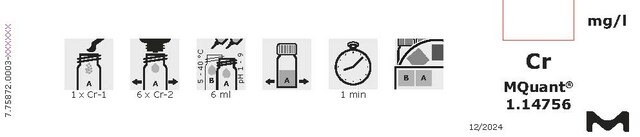 Chromate Test colorimetric, 0.10-10&#160;mg/L (Cr), 0.22-22&#160;mg/L (CrO42-), for use with MQUANT&#174;