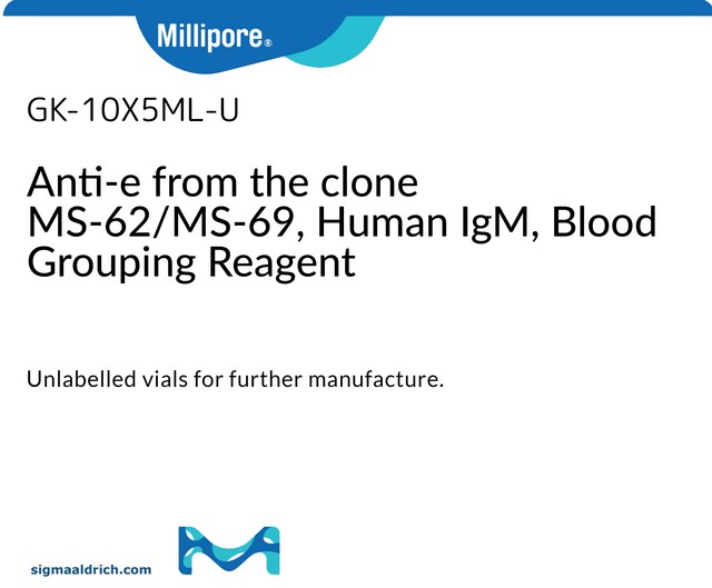 Blood typing Unlabeled Vials Reagent - RHCE (Rh) Specificities Anti-e from the clone MS-62/MS-69, Human IgM, Blood Grouping Reagent